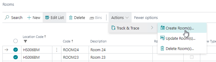 Create new rooms in BioTrack