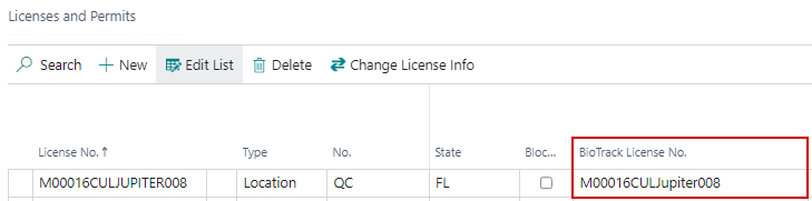 Map Track & Trace Licenses on the License and Permits Page