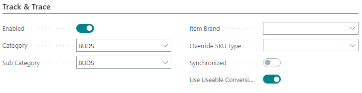 Track & Trace FastTab on the Item Card